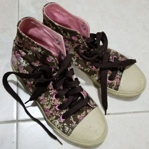 Warrior Huili brown and pink floral sneakers